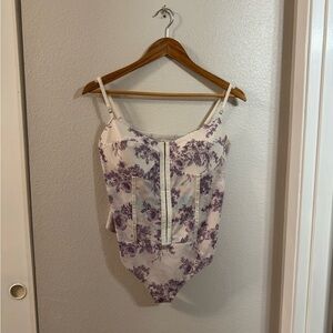 Free People Floral Mesh Bodysuit